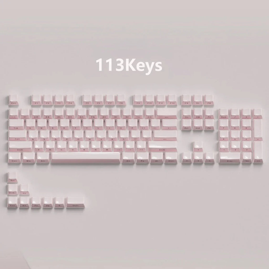 Jelly Crystal Keycaps Side Engraved Pink Blue 113keys Two-tone lnjection Molded DIY Mechanical Keyboard OEM Translucent Keycaps